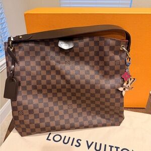 *Authentic* Louis Vuitton MM Monogram Checkered Tote with Charm